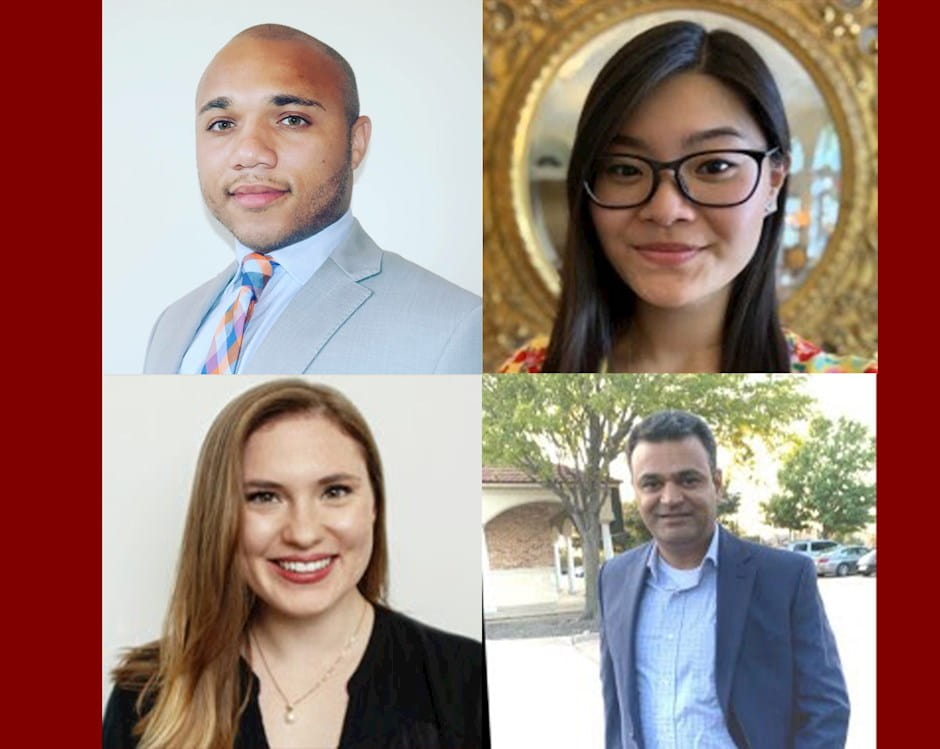 Part-time Booth MBA students Jamaine Cook, Sally Kwok, Meredith Braun and Dhimant Korant.