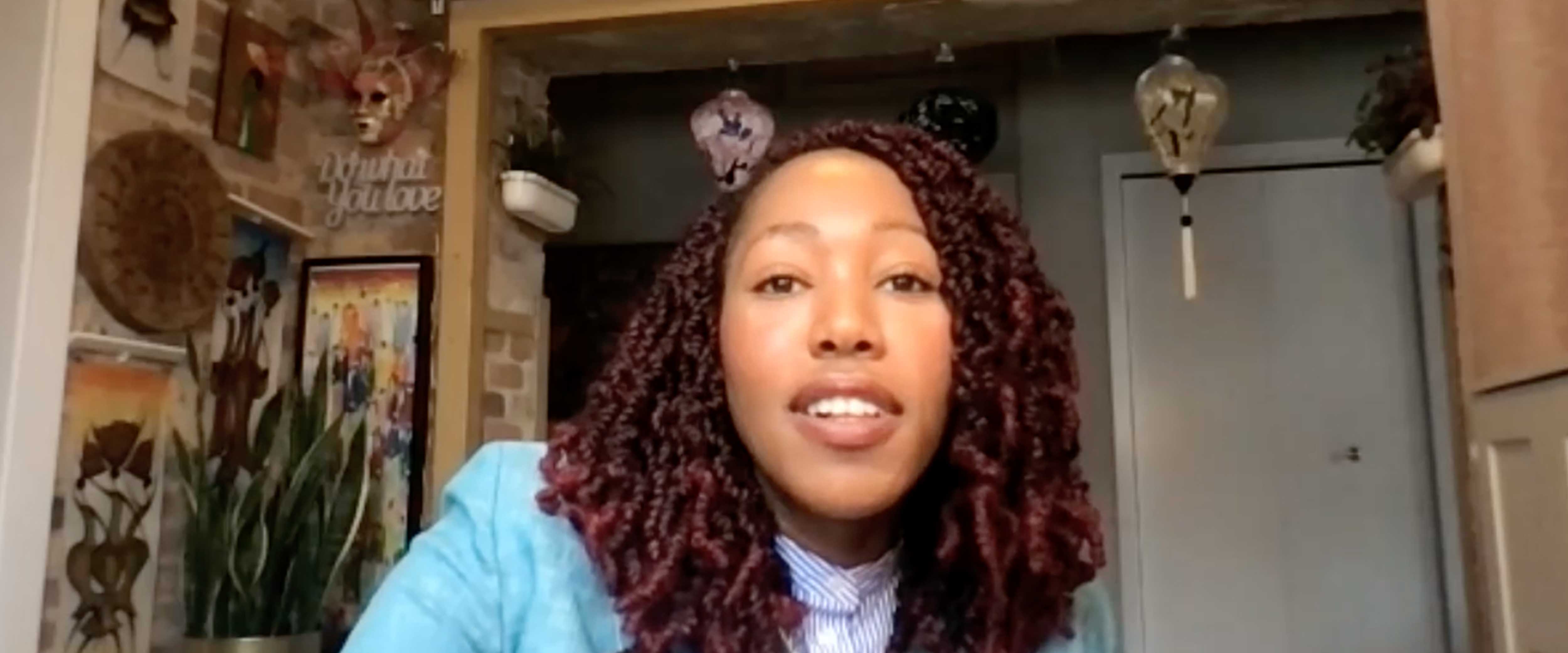 female student zoom background