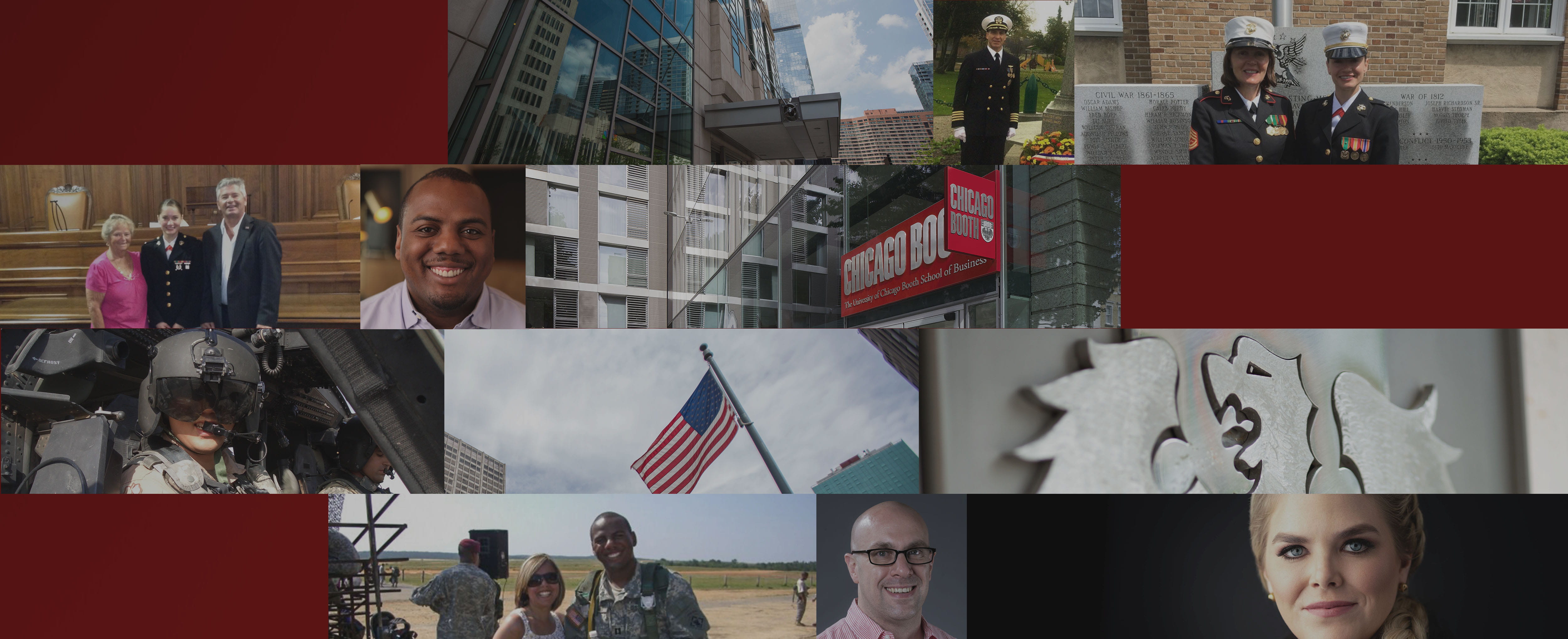 Collage of Booth EMBA veteran and active duty students. 