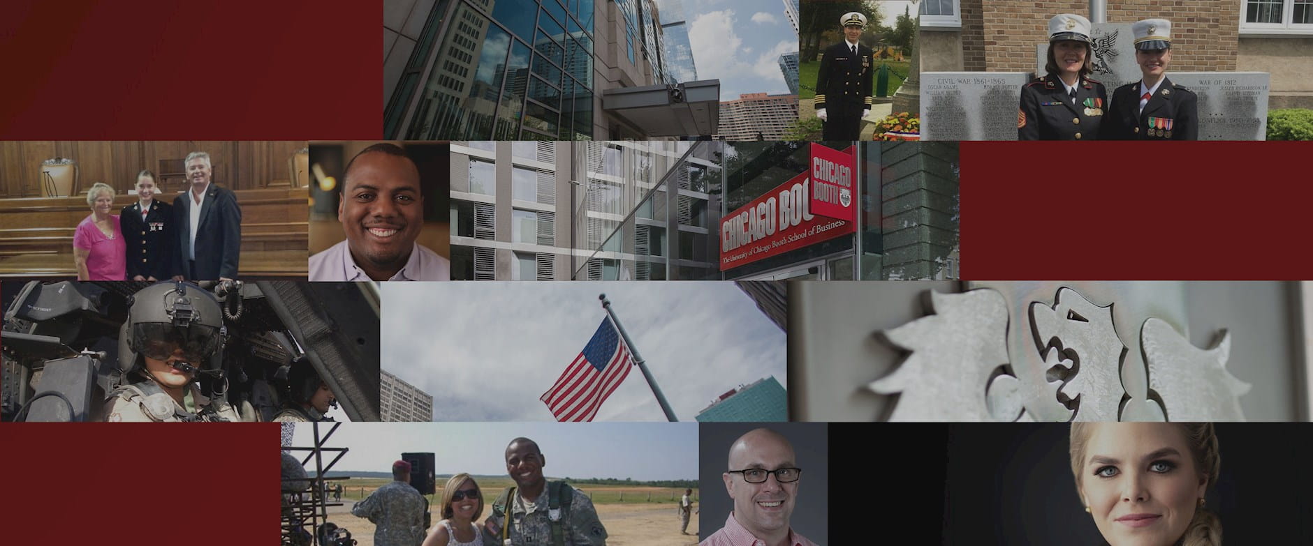 Collage of Booth EMBA veteran and active duty students. 