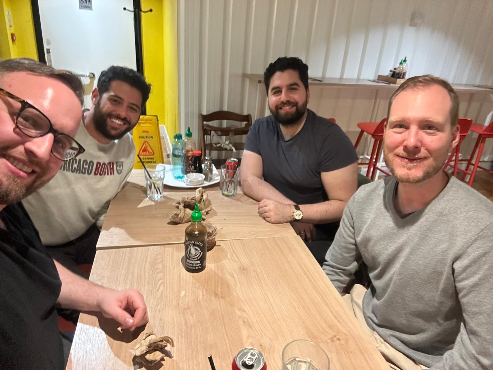 Philipp at dinner with students