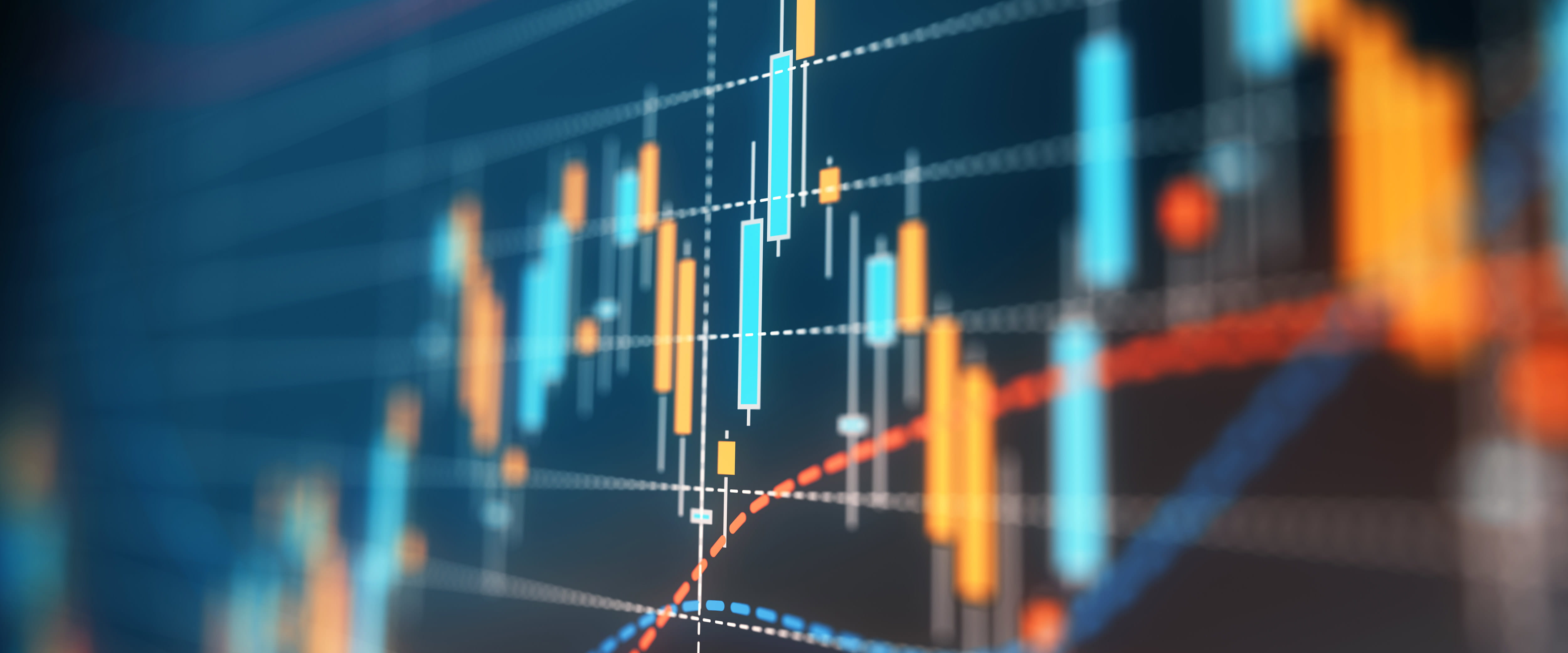 Candlestick chart on a screen