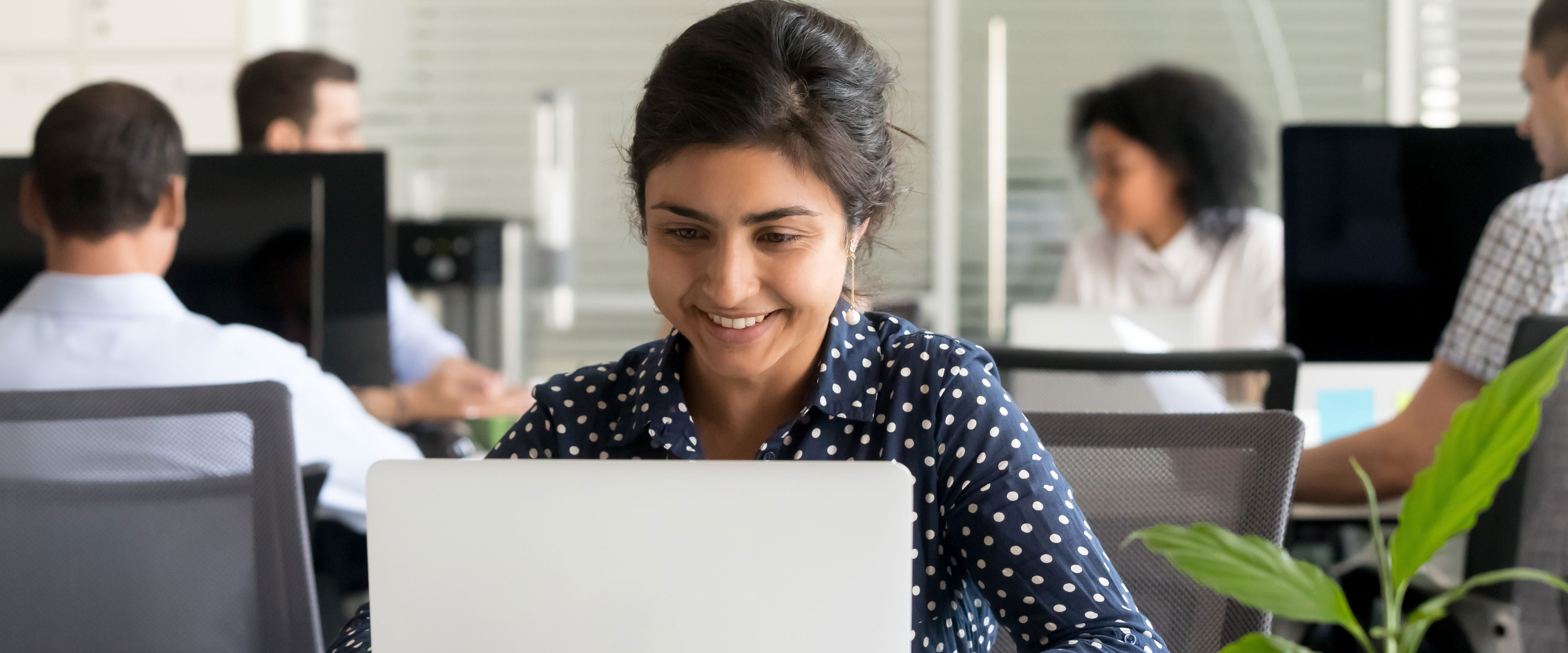 Female student working on her laptop