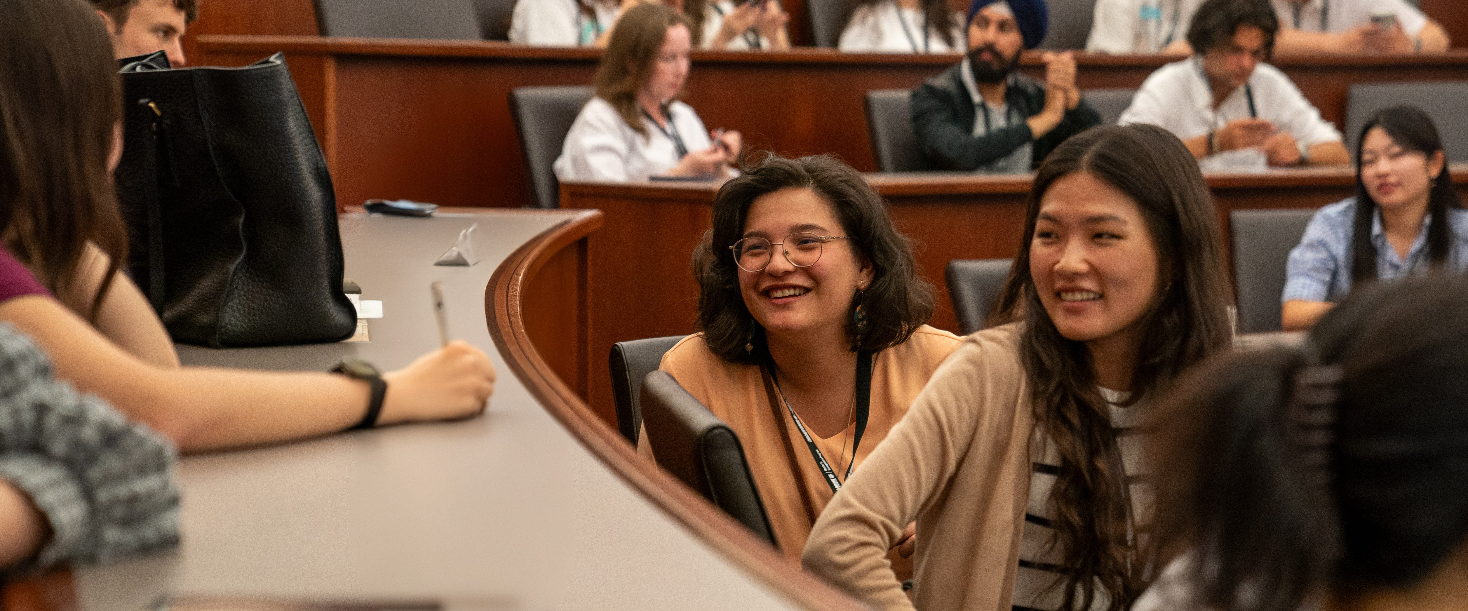 Students socializing with each other before class starts.