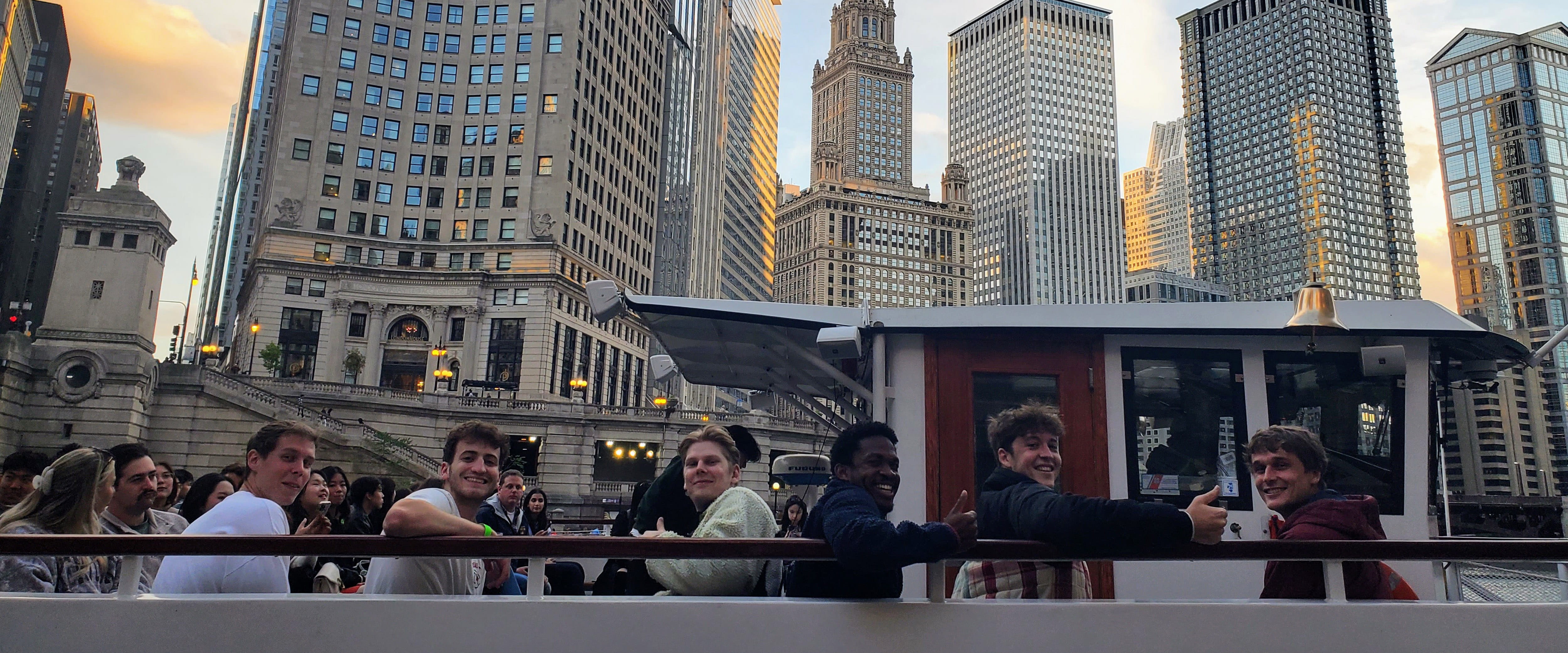Students on the Chicago boat tour.