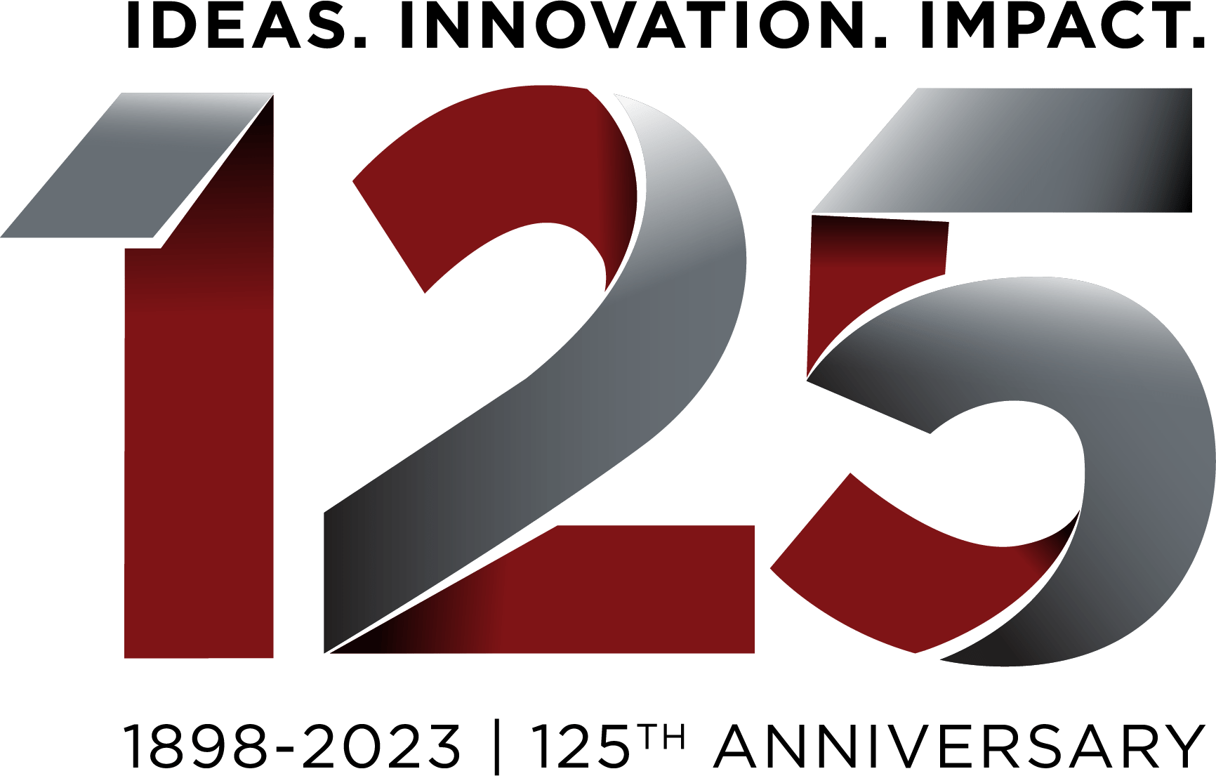 Maroon and gray logo of Chicago Booth’s 125 Year Anniversary