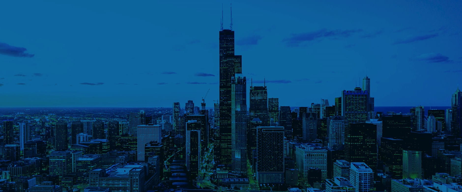 Chicago skyline in blue