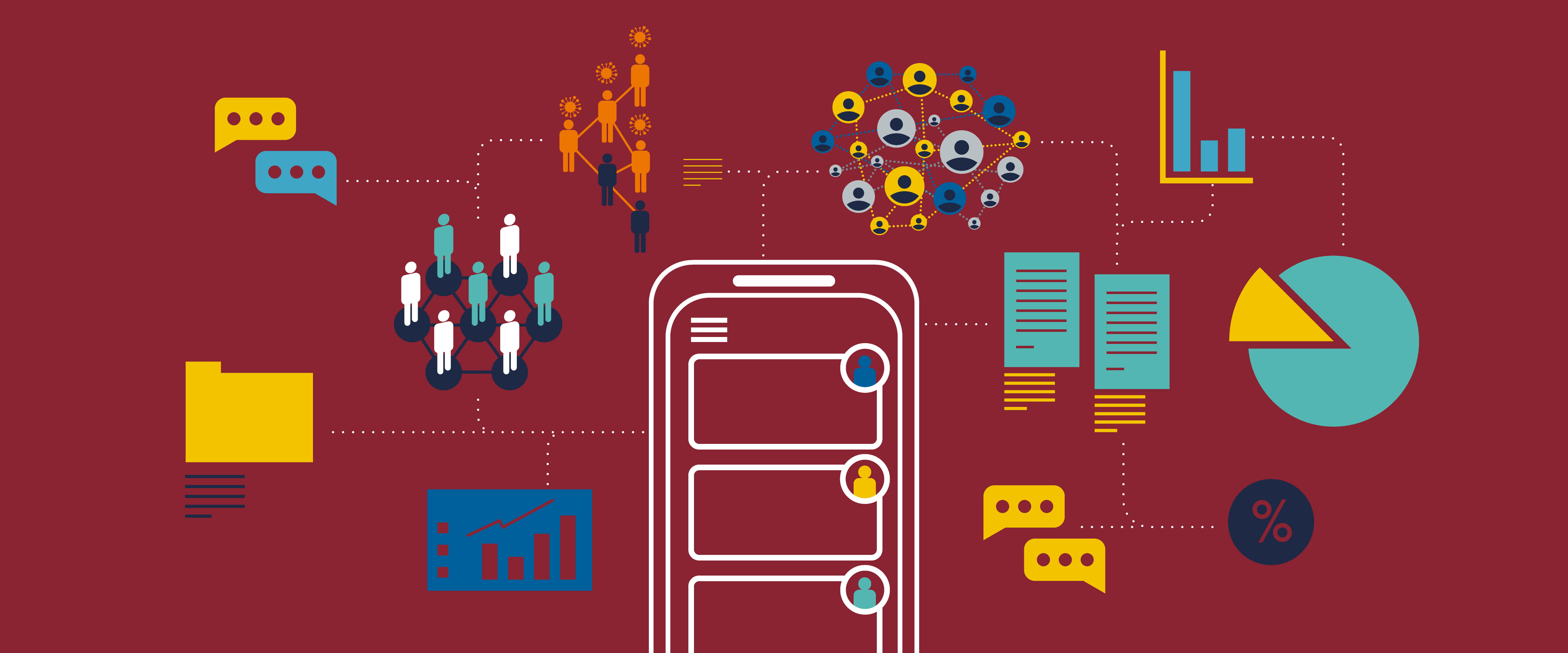 Illustration of contact tracing and technology