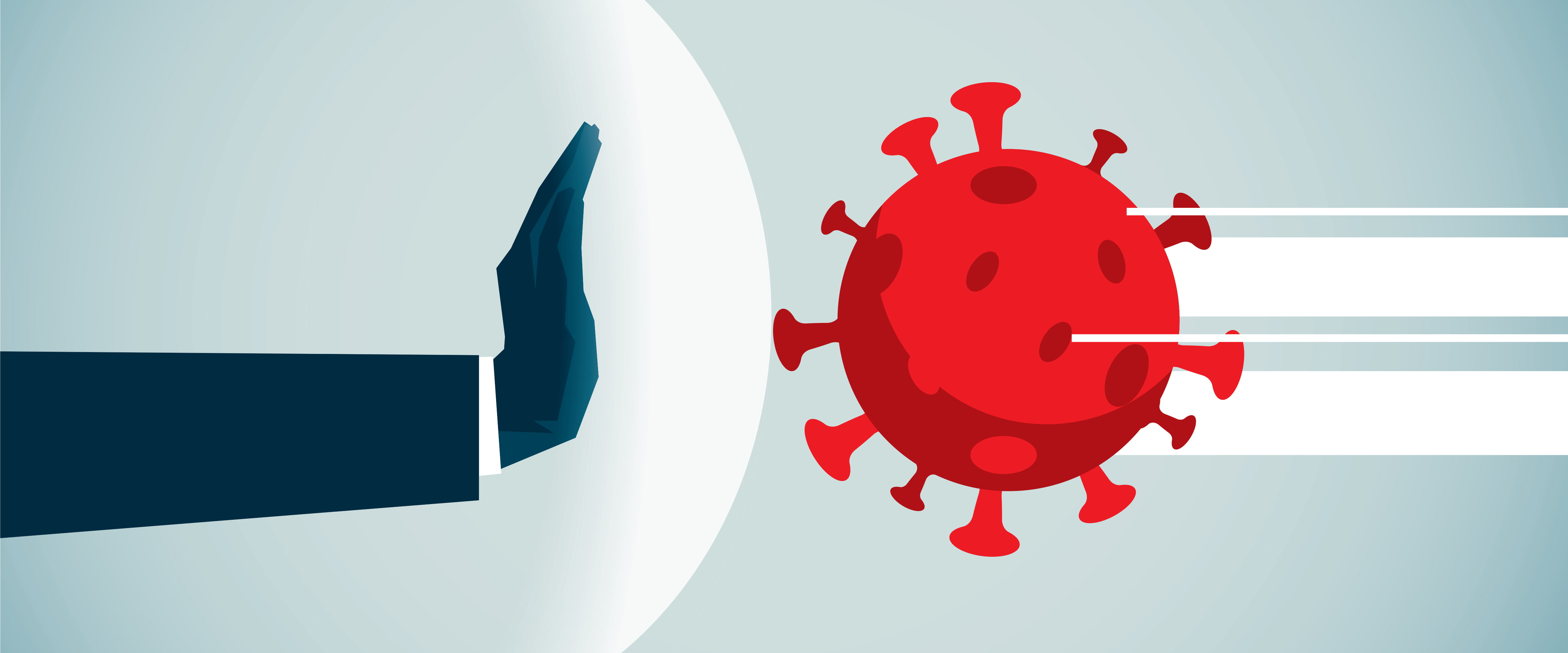 Illustration of hand blocking corona-virus