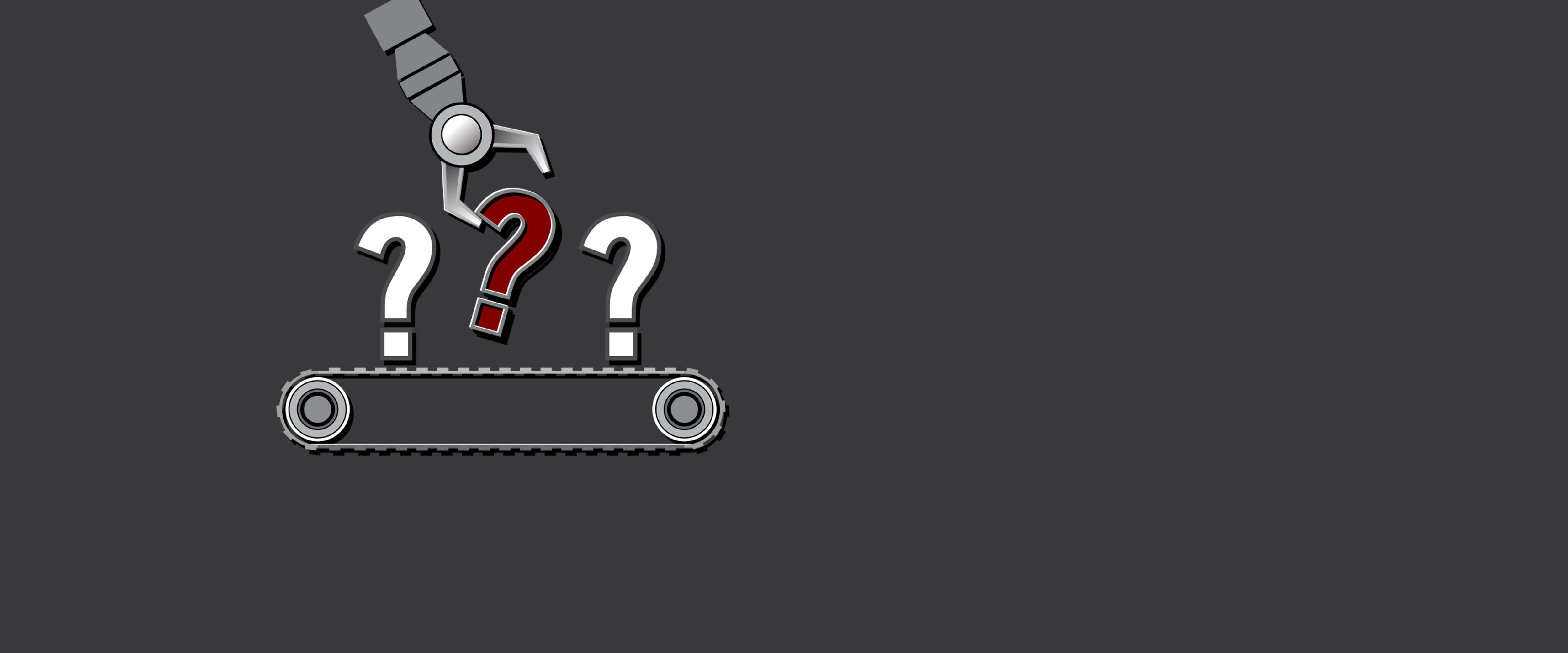 Robotic arm selecting a question mark