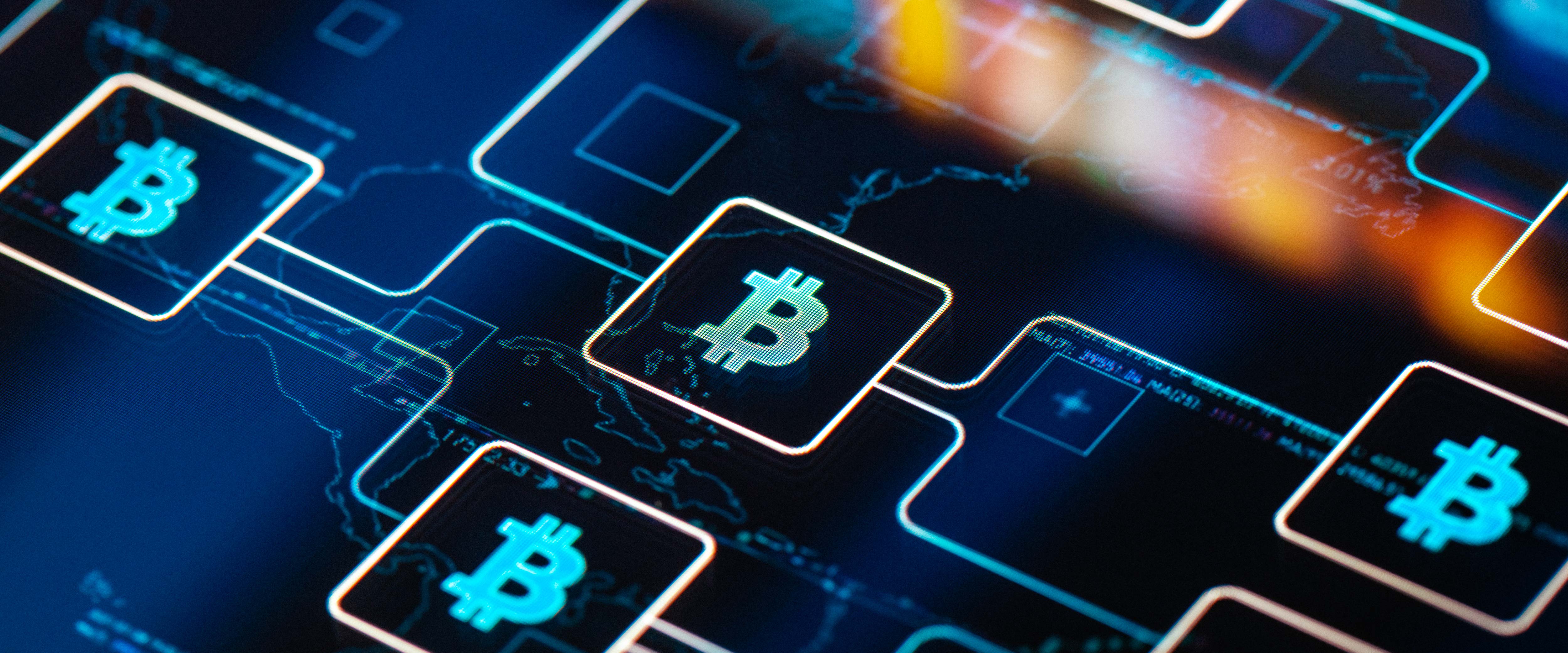 A flowchart or decision tree featuring Bitcoin symbols