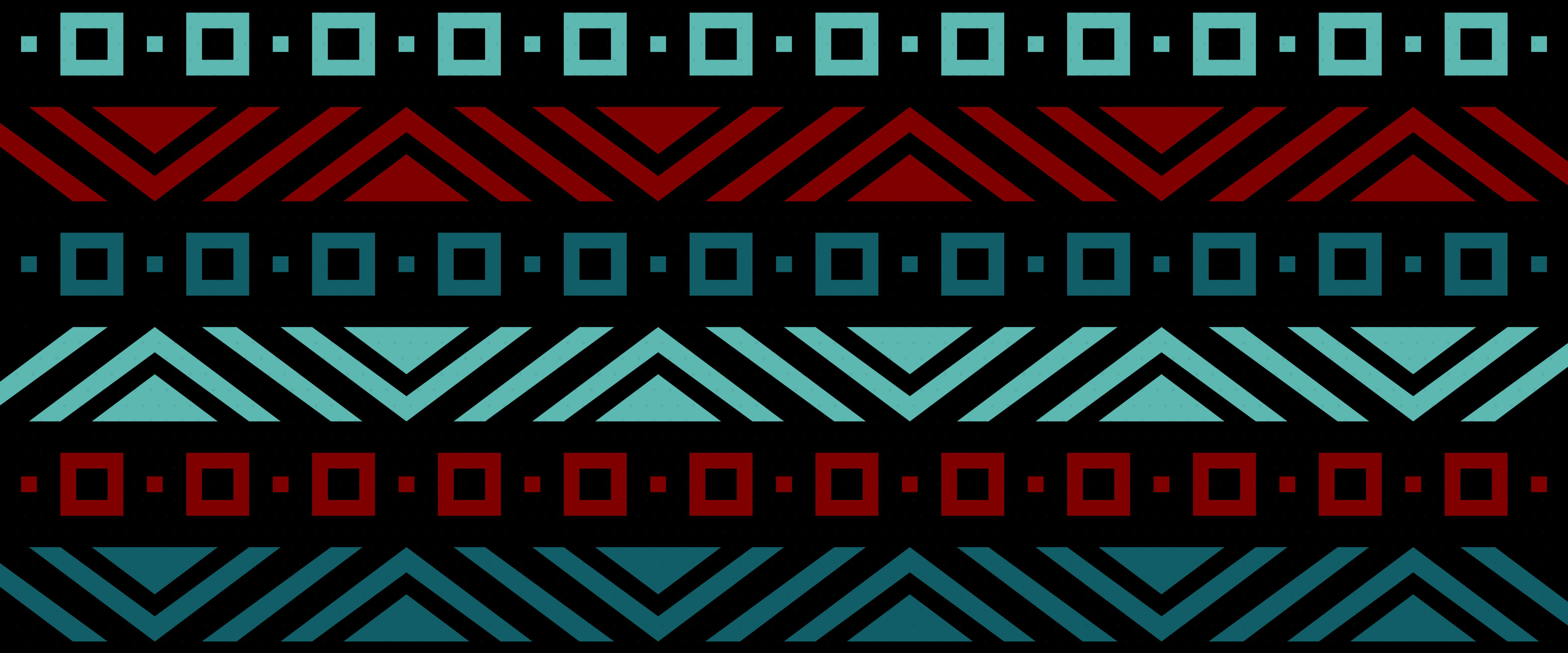 Colorful pattern of shapes in Chicago Booth's red and teal