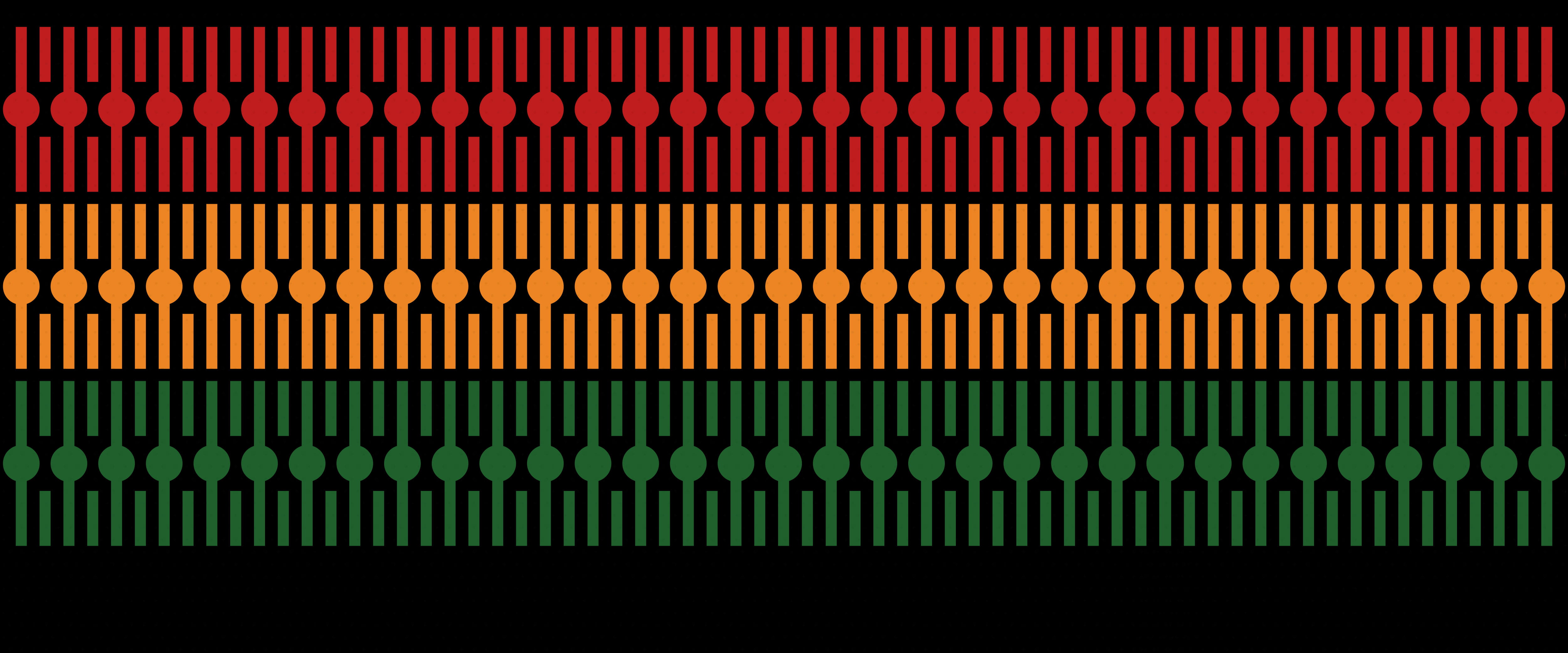 Red, yellow, and green illustrated texture over a black background