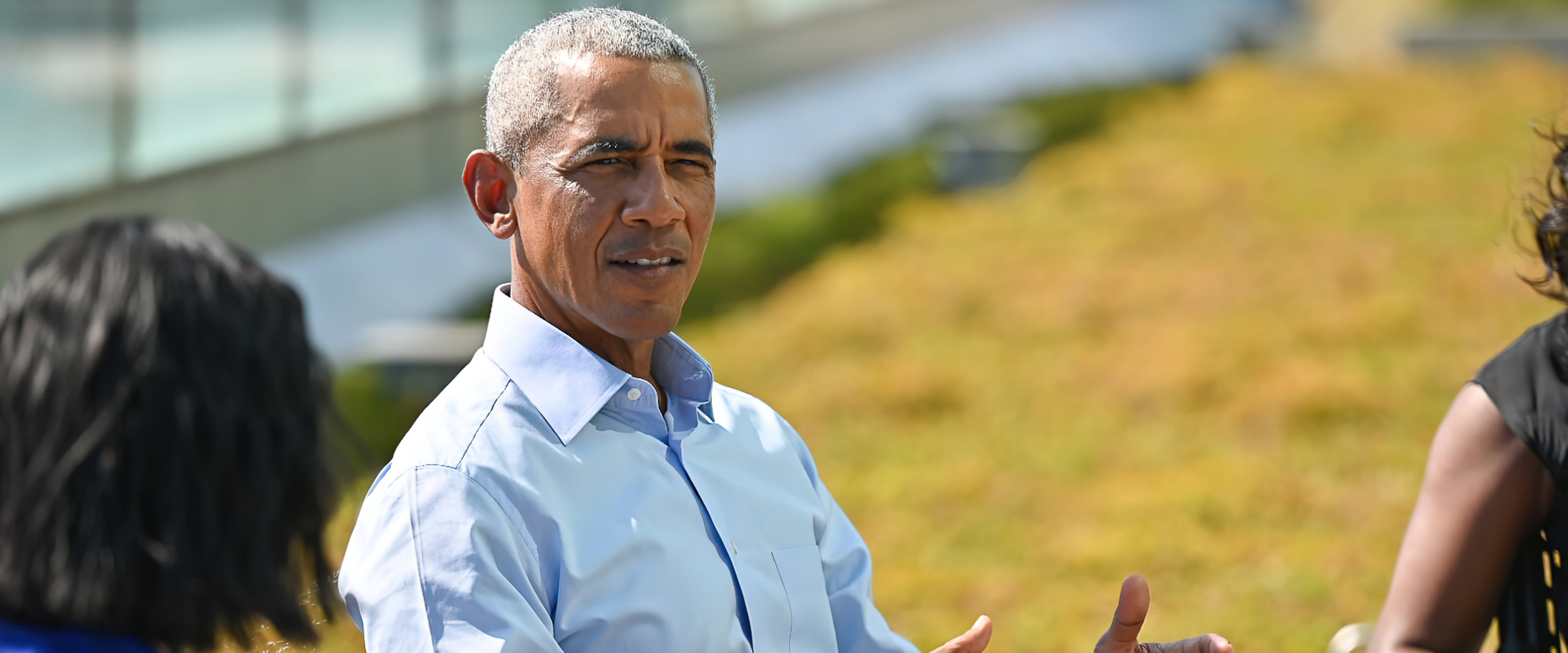 Barack Obama outside