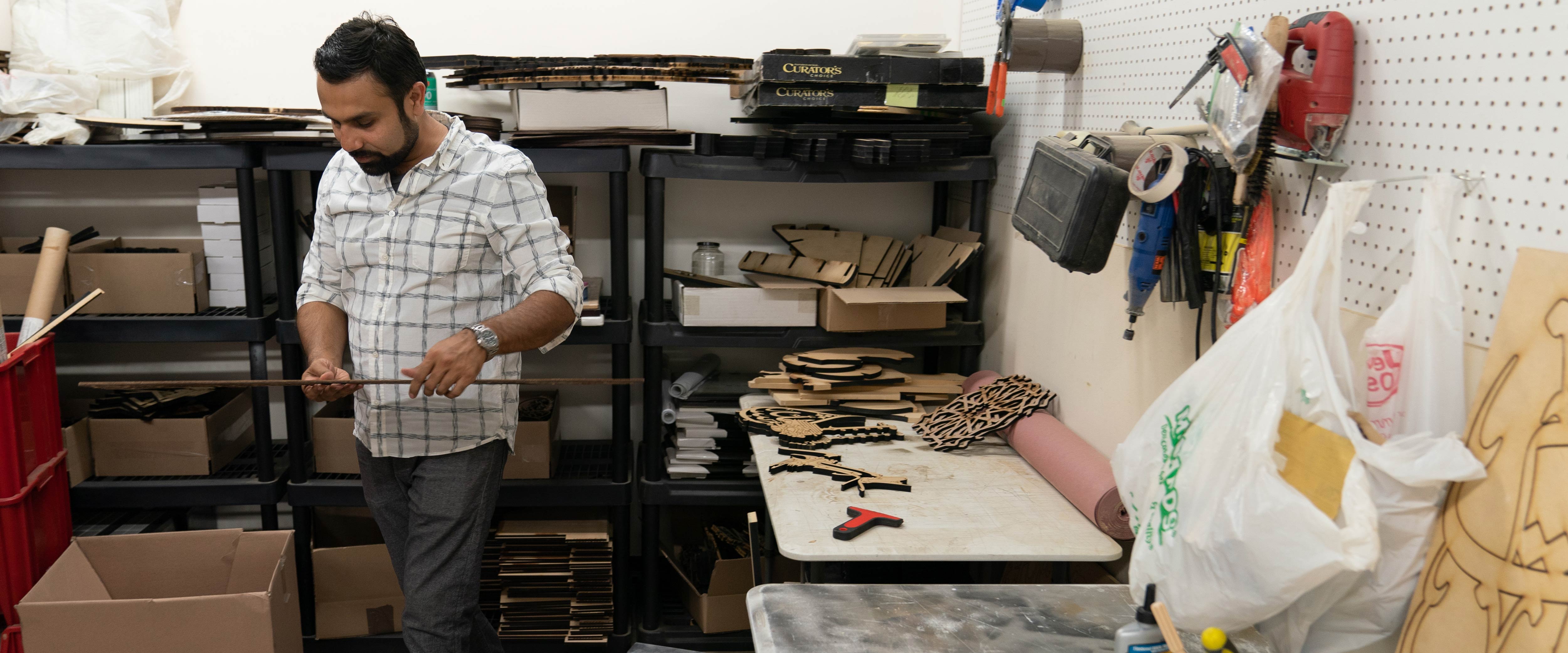 In the back of Zeeshan Farooq's design studio