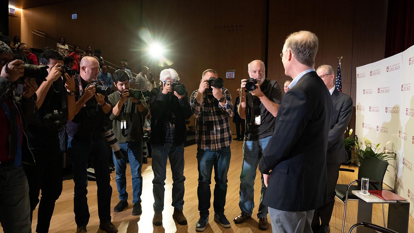 Douglas W. Diamond is photographed by photographers. 
