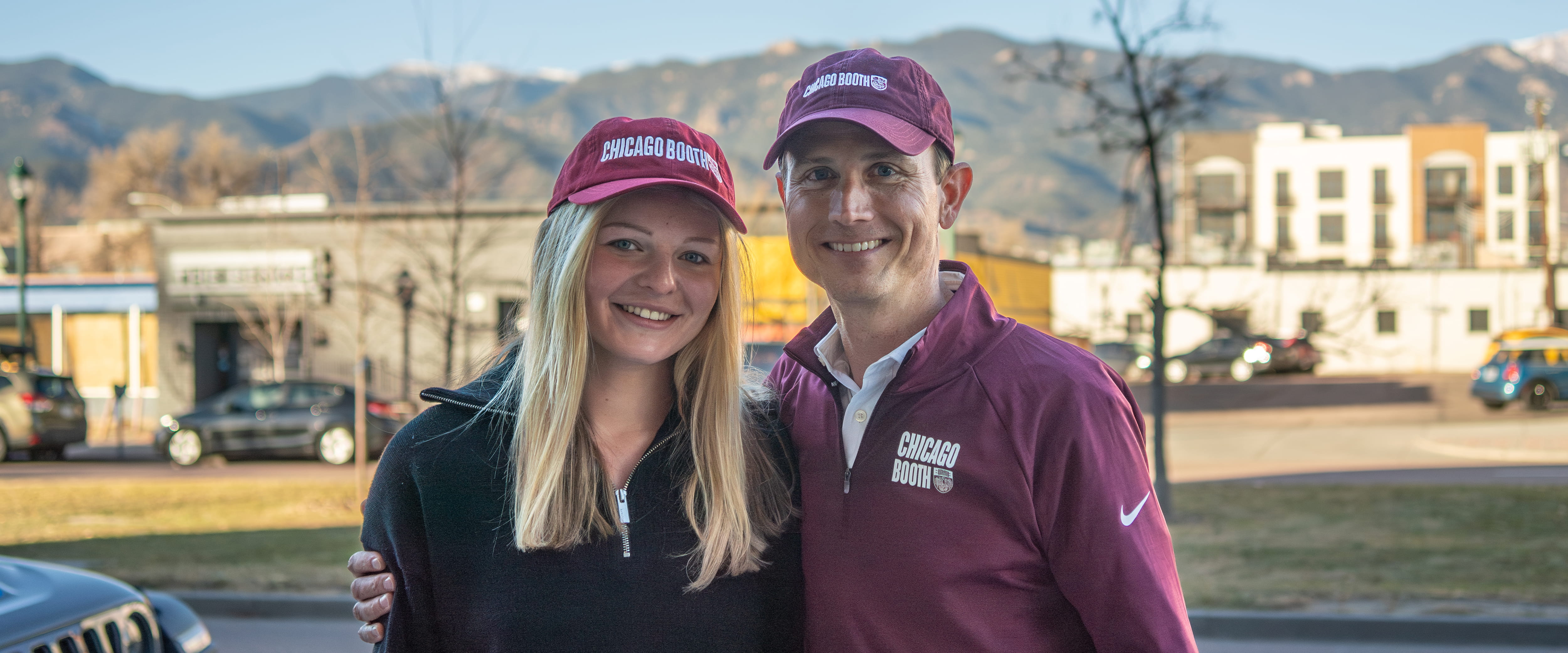 Keeley Shaye Kandziora posing with a Chicago Booth hat