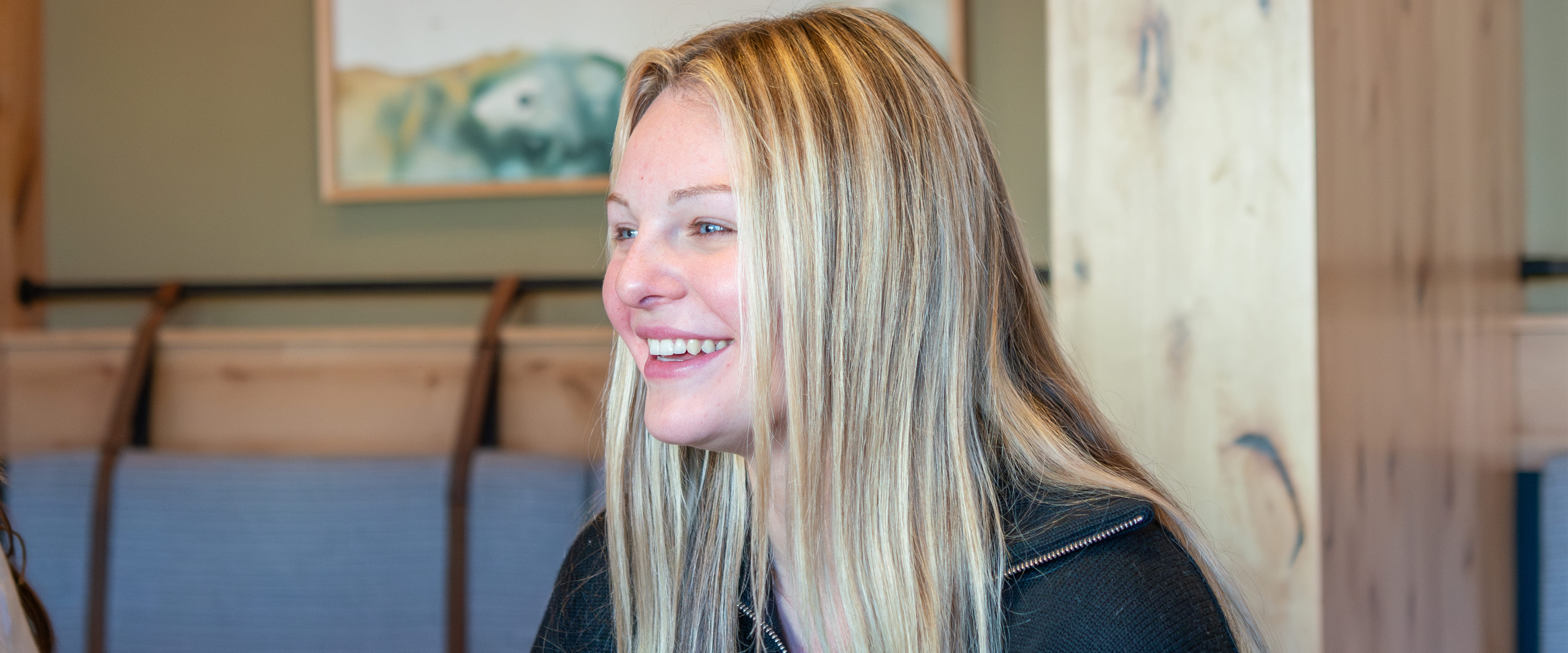 Keeley Shaye Kandziora, the first admit to the Master in Management Program, smiling