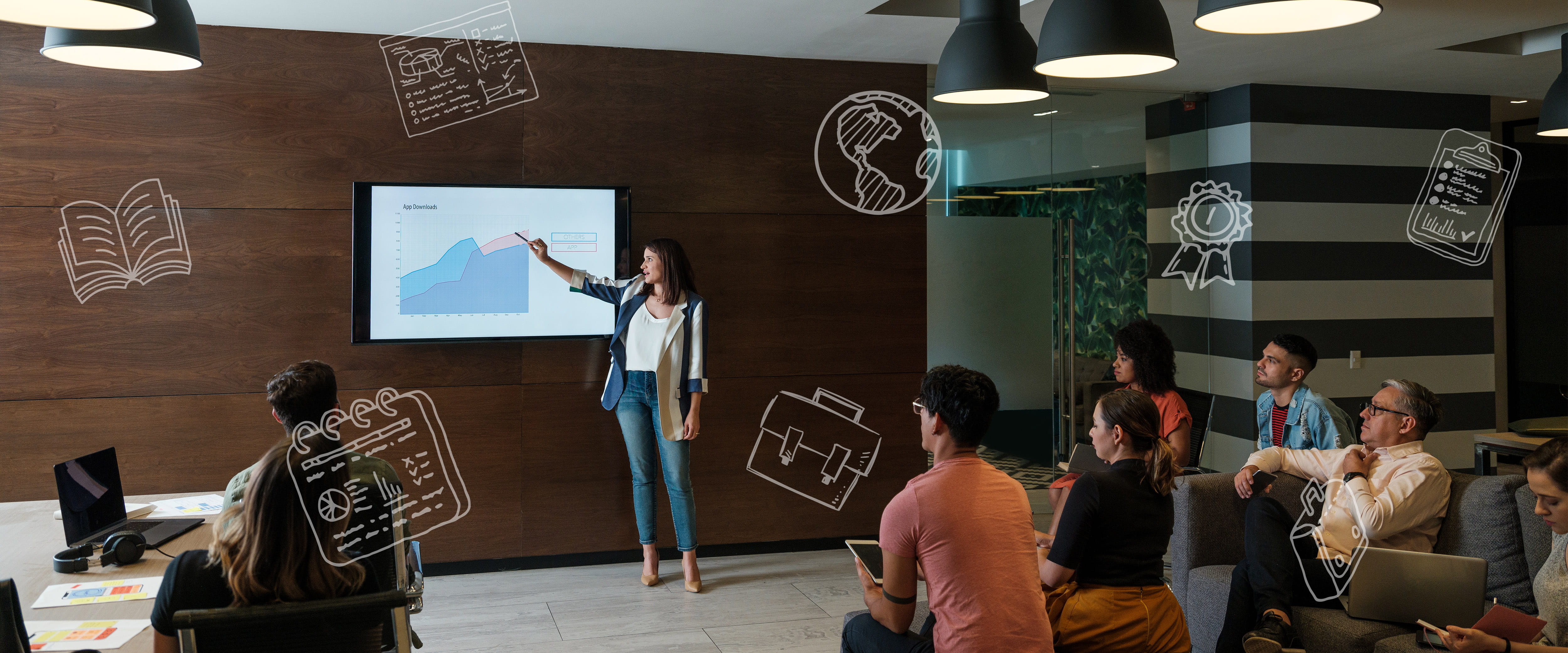 someone presenting to others in office