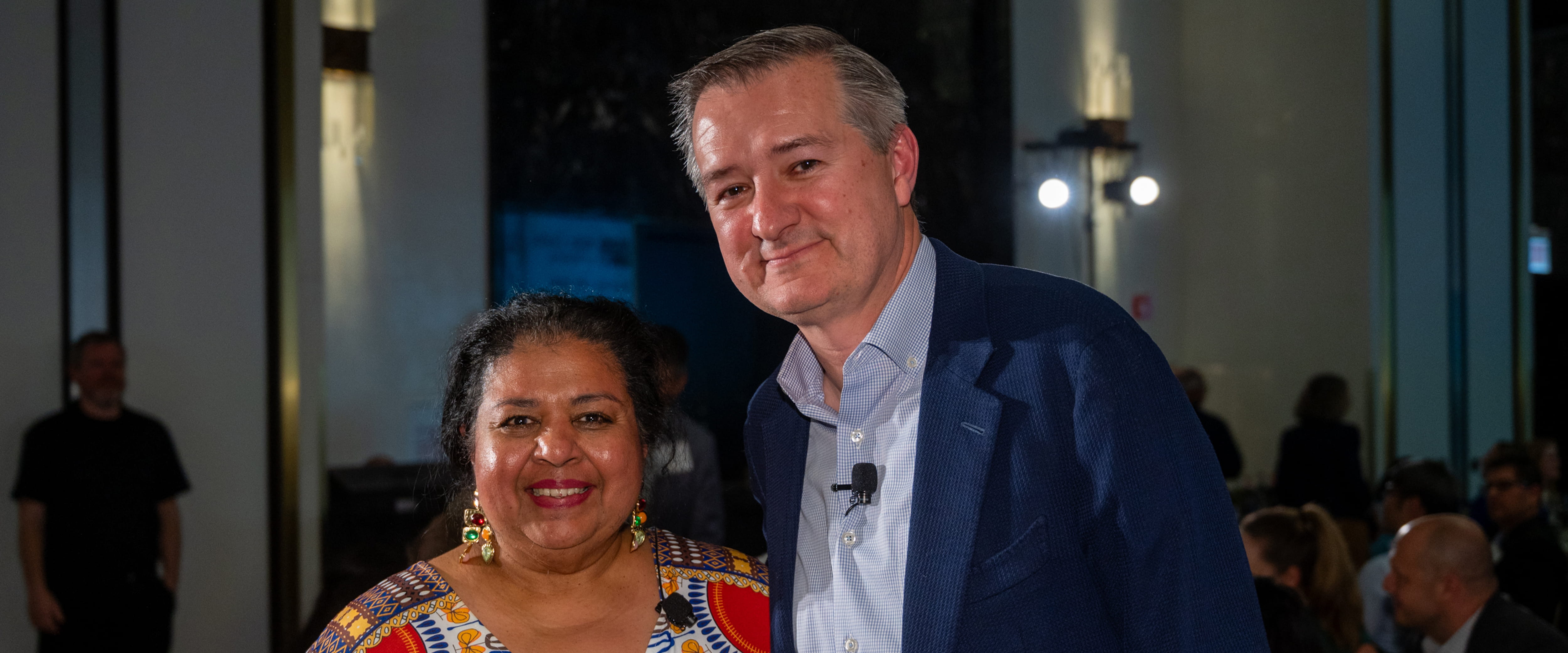 Posed man and woman smiling at camera