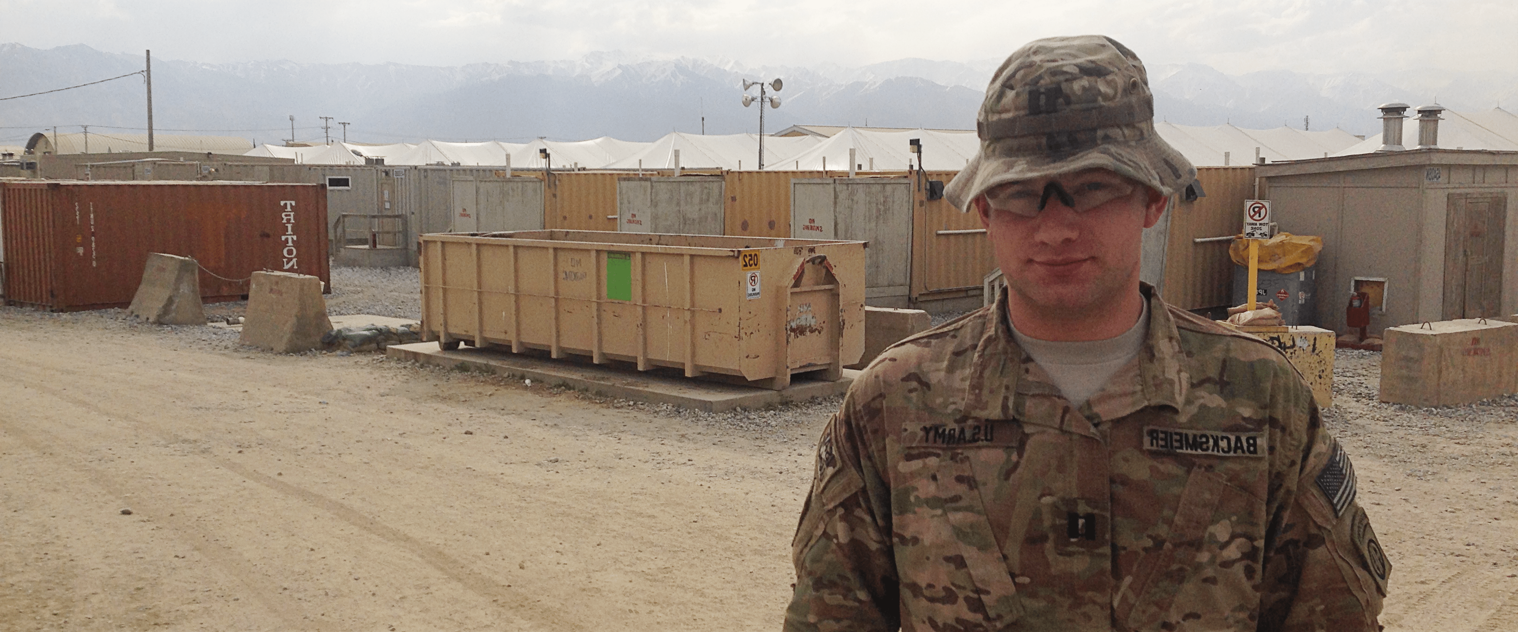 Ben Backsmeier on a military base.