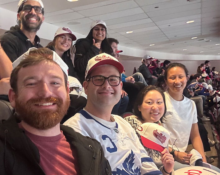 Christos Papandreou and friends in selife at sports game