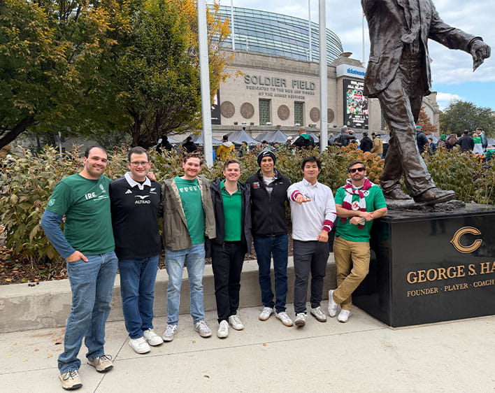 Christos Papandreou and friends outside of Solider Field