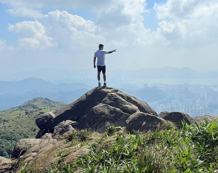 Sharan Chawla on top of mountain