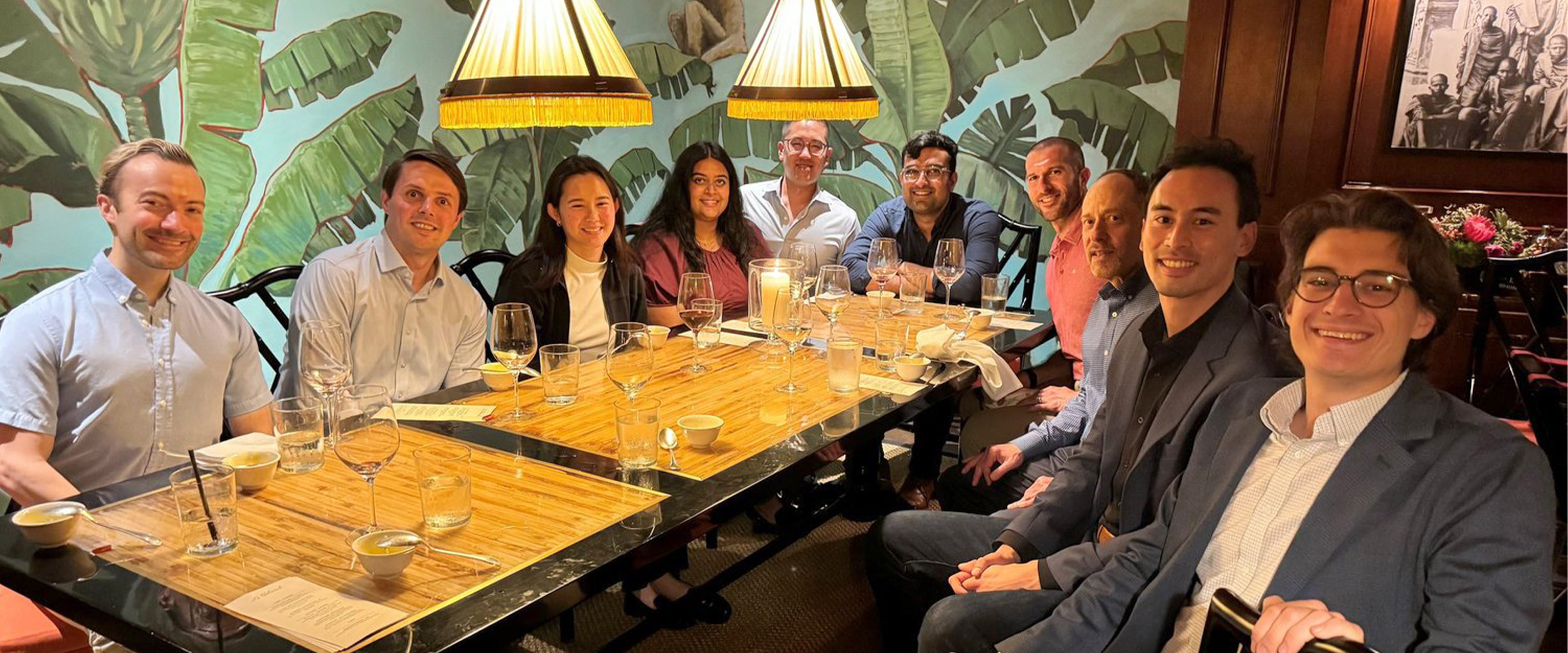 Evan Nguyen sitting at a table with friends