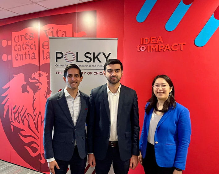 Hashaam Asif with Samir Mayekar and Nicole Bell at the Polsky Center