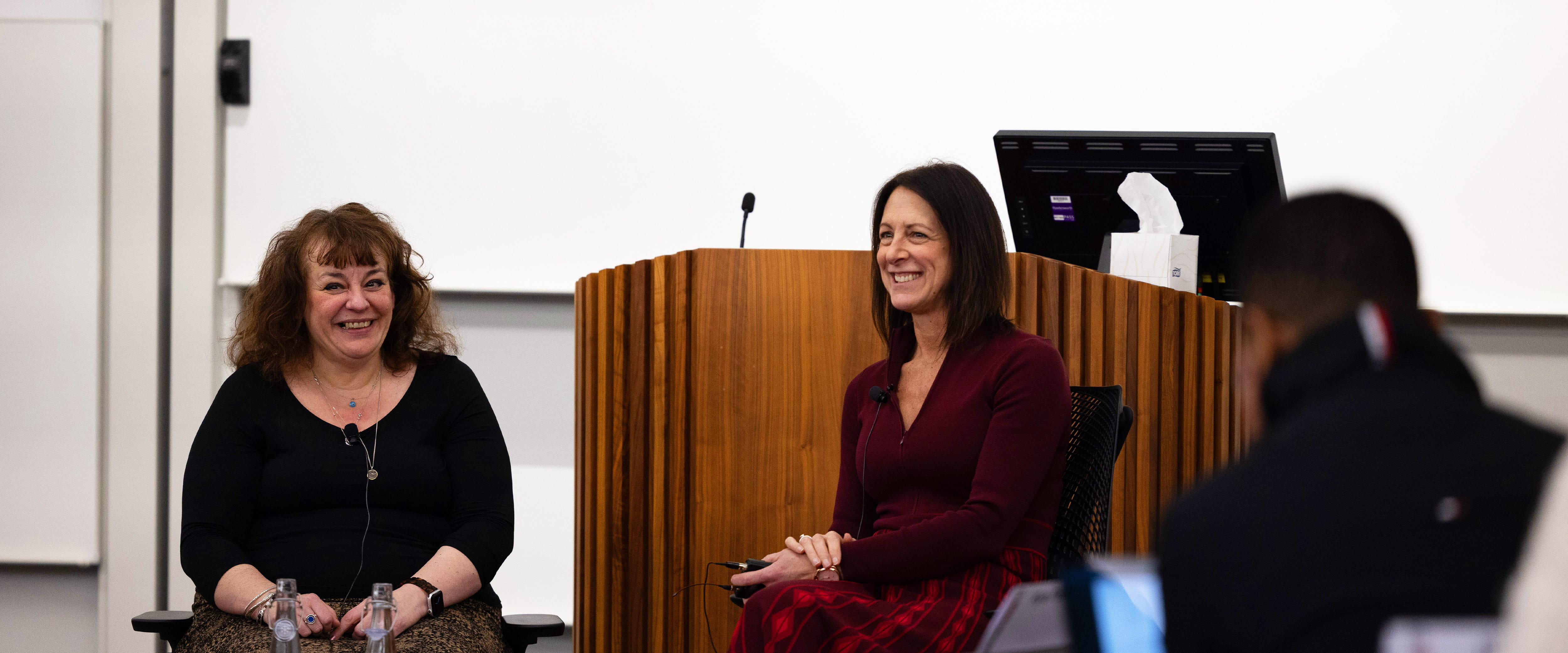 Anna Marks and Chris Lecatsas Lyus in a Booth classroom.
