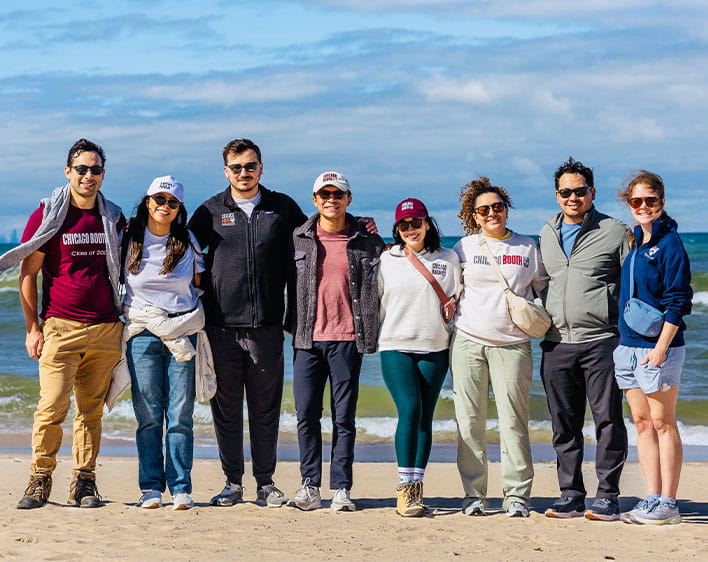 Selena with group of Boothies on the beach
