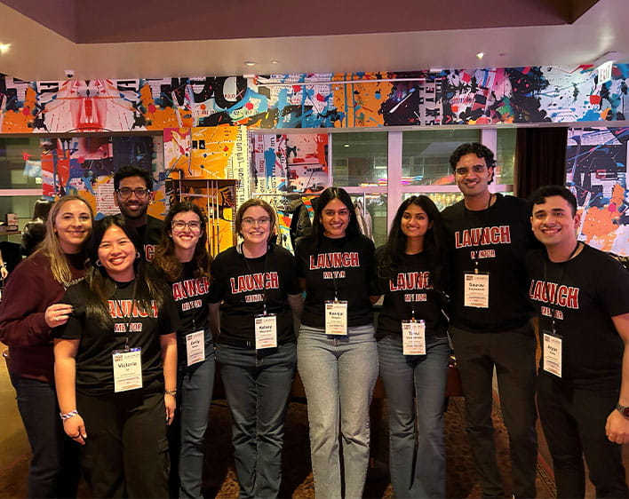 Tanvi Gopalabhatla and friends in matching t-shirts 