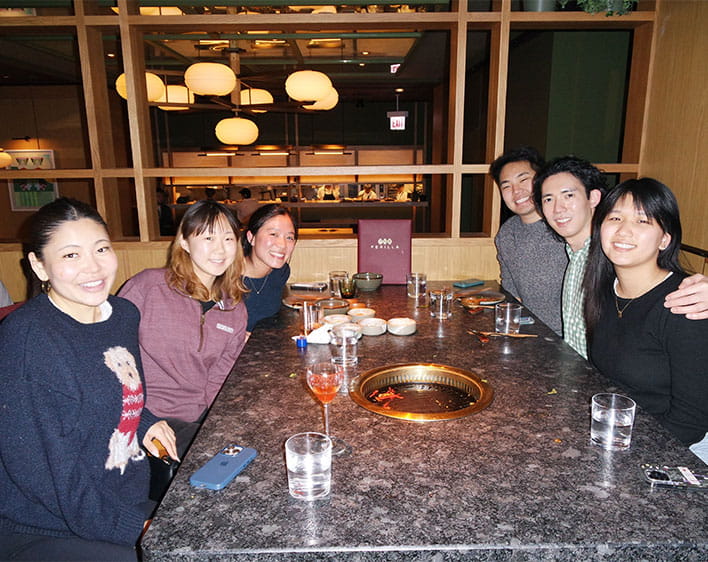 Annie Batsaikhan with members of the Asian American Student Association at the co-chair transition dinner