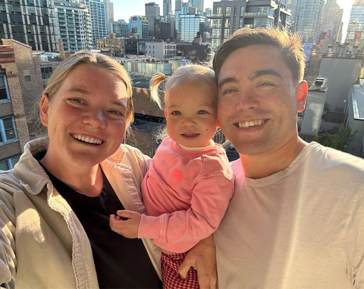 Madison Davis with her husband and daughter in selfie