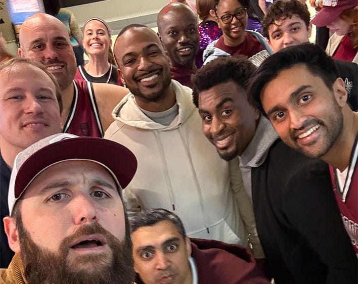 selfie of Zachary Hynek and friends at Booth vs Northwestern basketball game