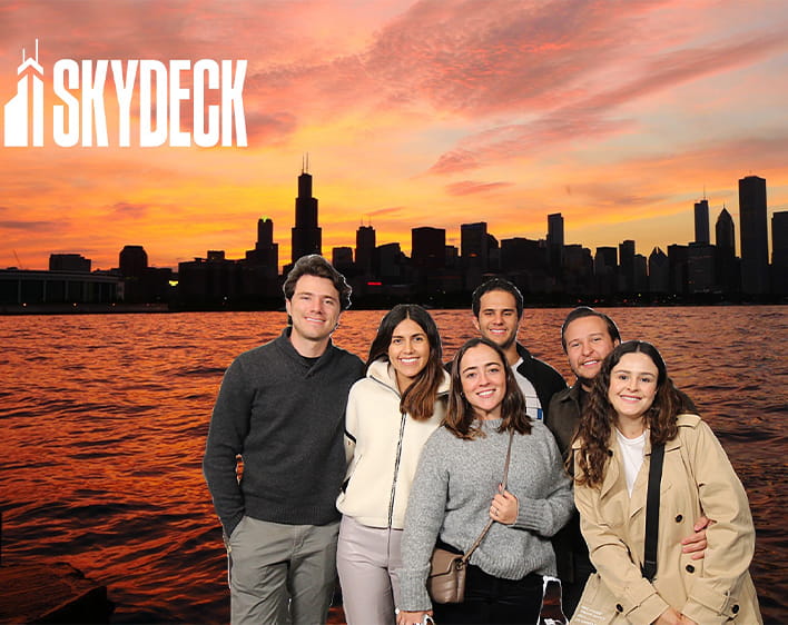 Ricardo Haneine Tame with his partner and two other couples at Chicago Skydeck