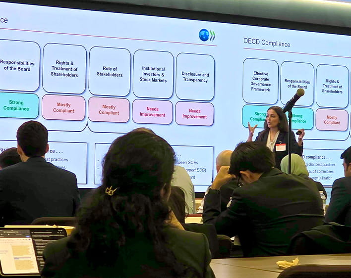 Savita Gupta presenting in classroom