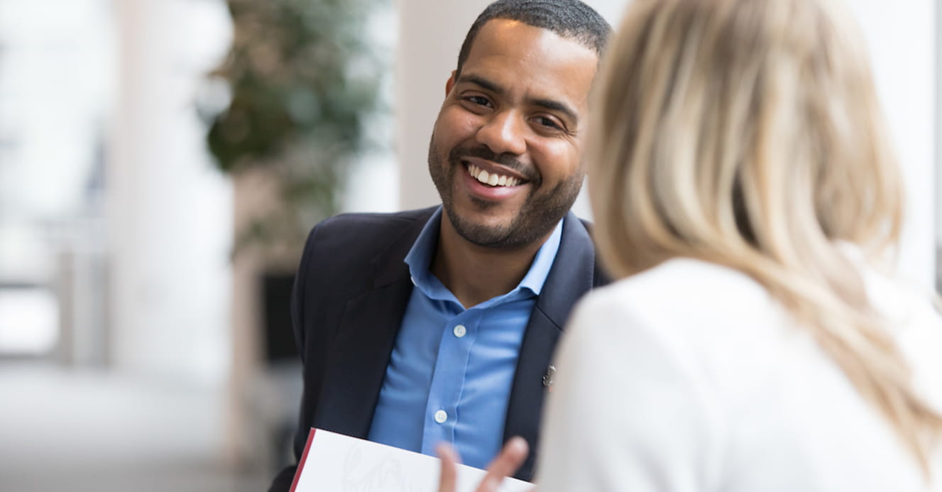 Two students talking.