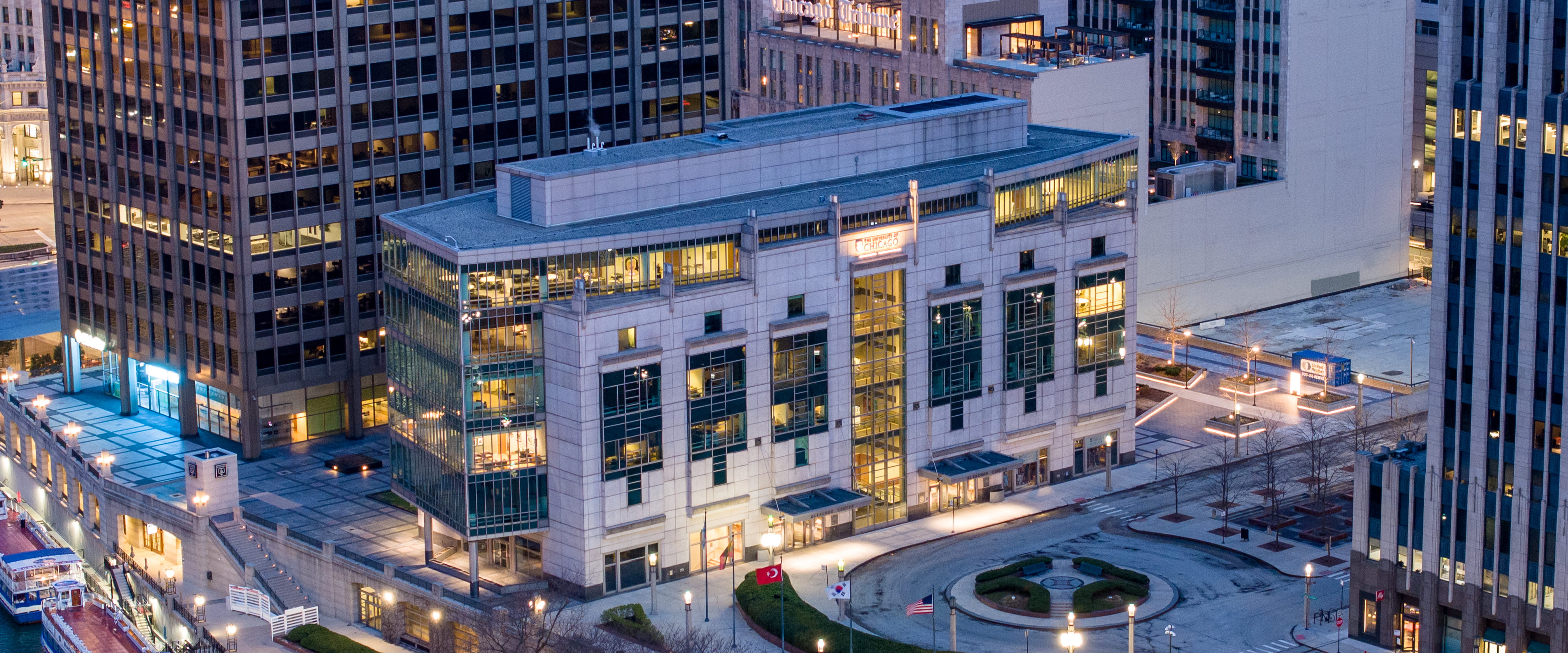 Gleacher Center at blue hour