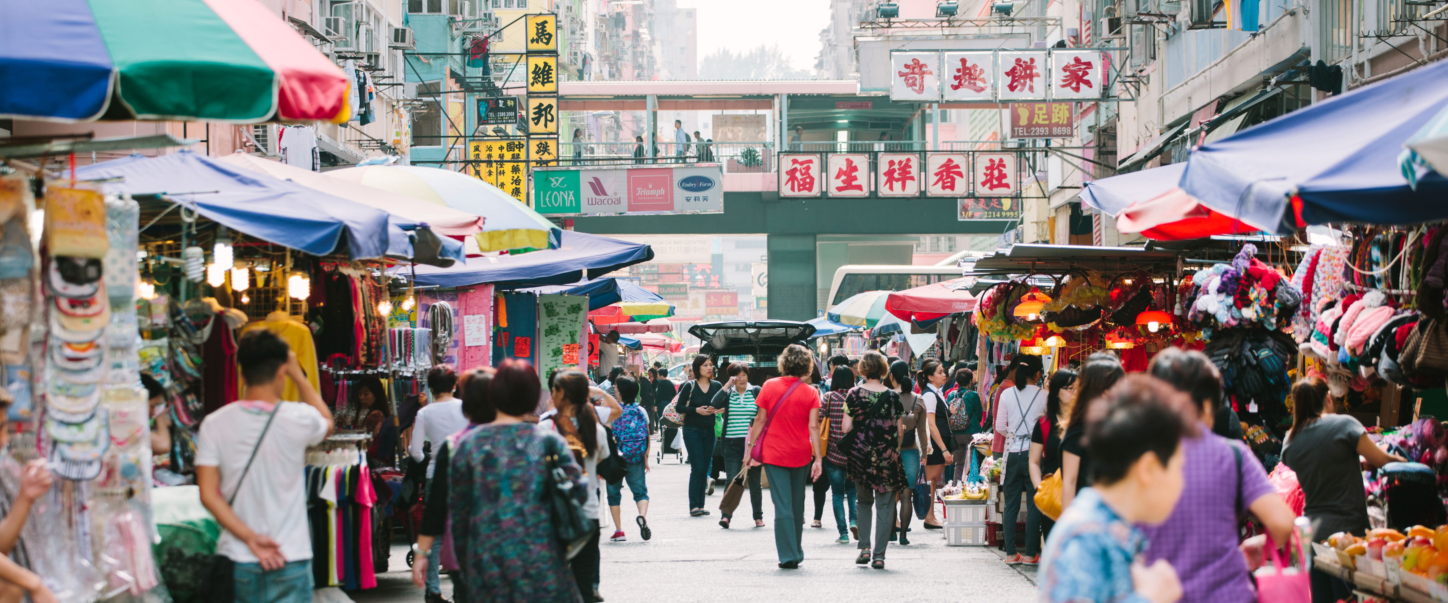 A crowded street market.