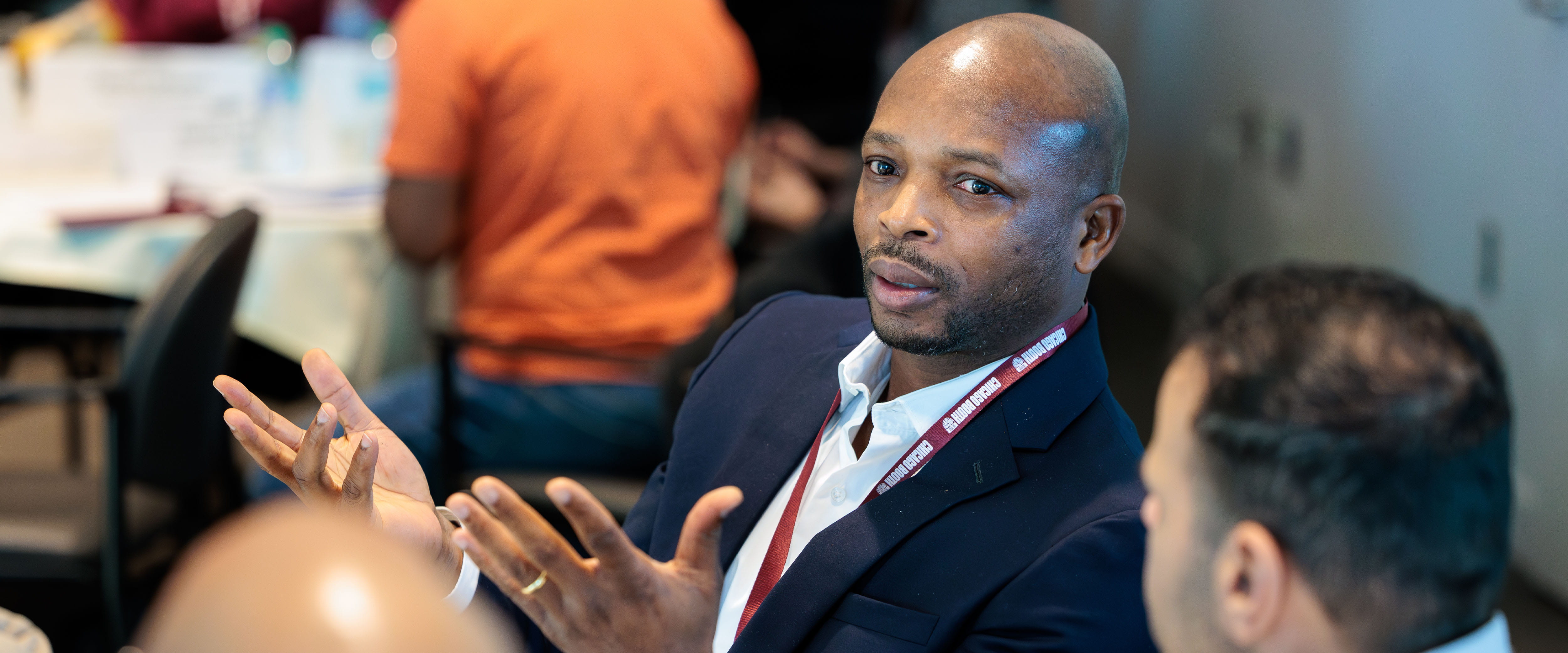 Student explaining to others