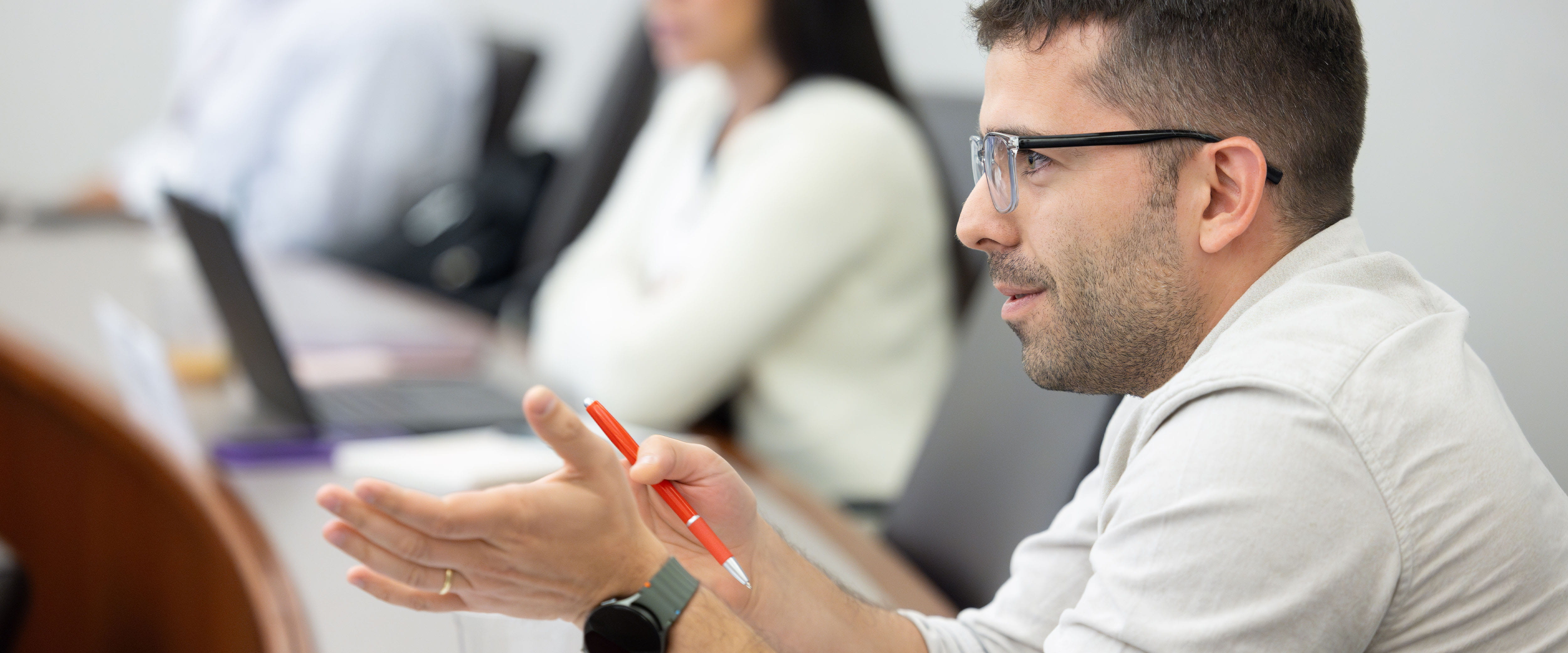 Student asking question in classroom